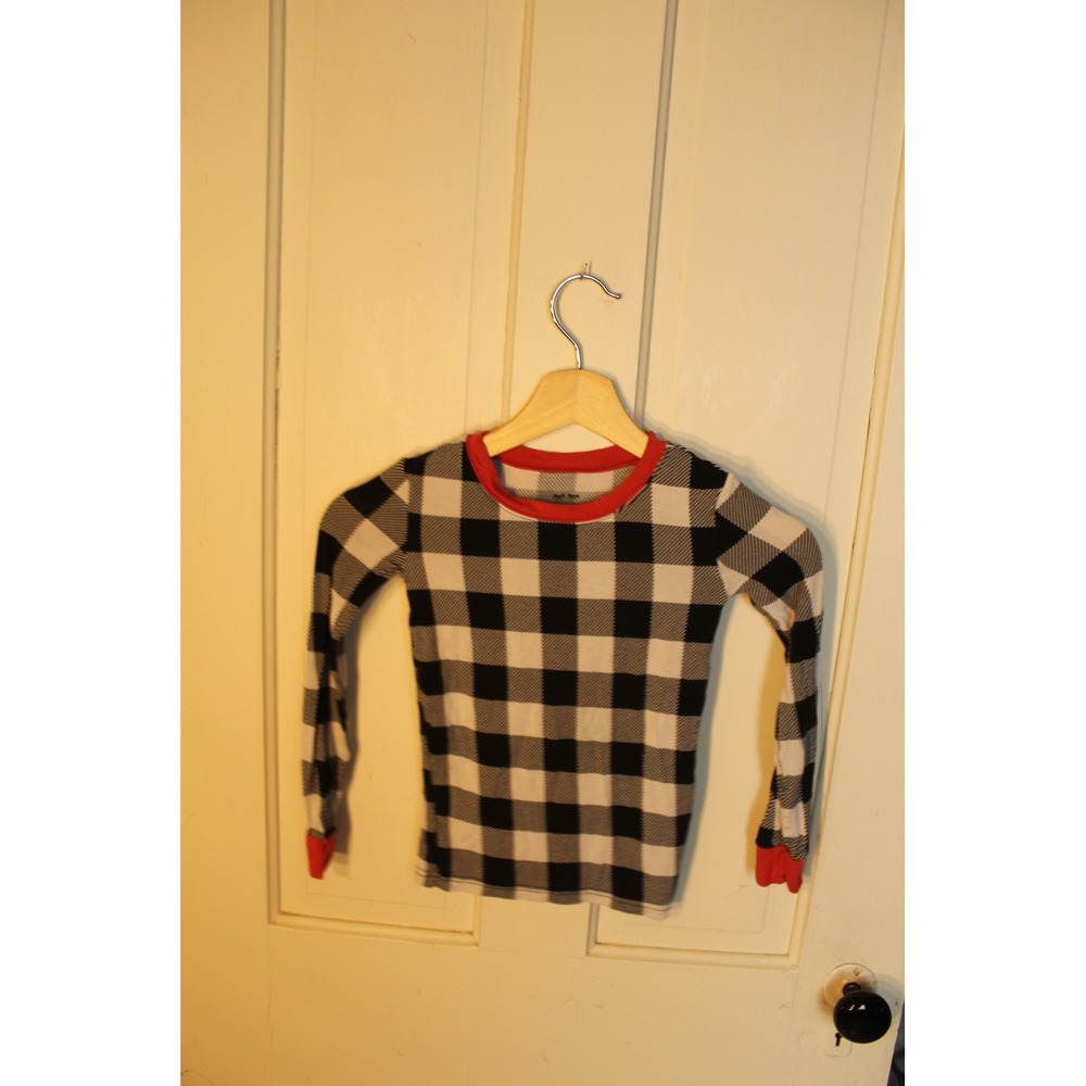 Little Sleepies Pajamas Kids Size 5/6 Black White Buffalo Check Top Pants‎ Set